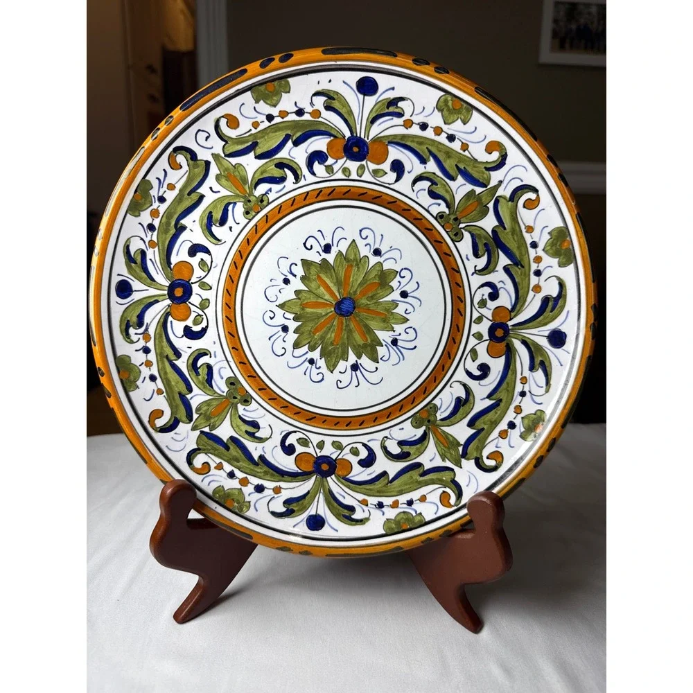G Dilieto Amalfi Italian Majolica Hand Painted Ceramic Decorative Plate 9.75in